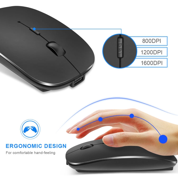 iMICE  E-1300 4 Keys 1600DPI Luminous Wireless Silent Desktop Notebook Mini Mouse, Style:Dual-modes Luminous Edition(Silver)
