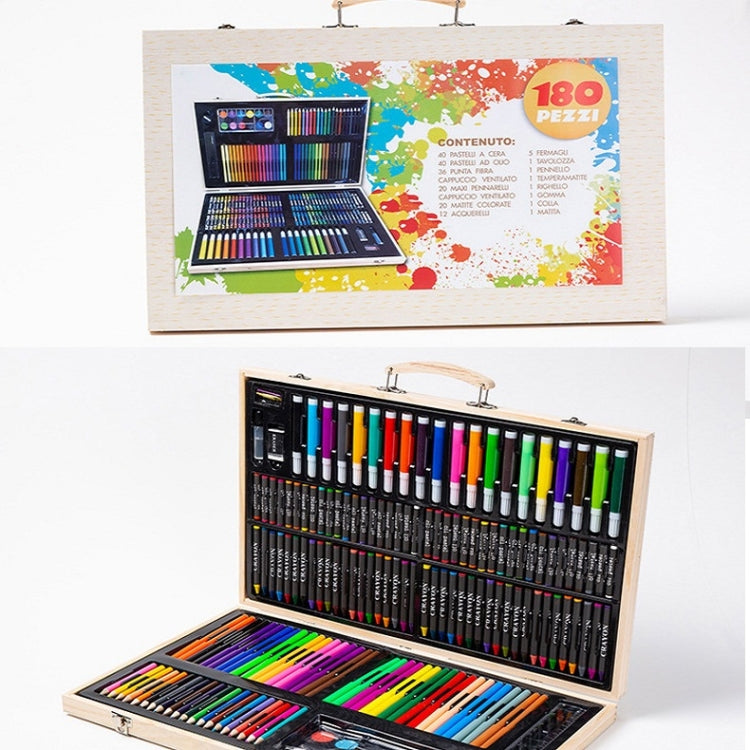 180 in 1 Painting Wooden Box Colorful Pen Set Art School Supplies For Children