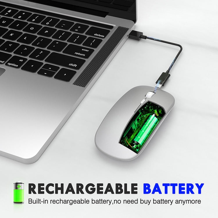 Inphic PM1 Office Mute Wireless Laptop Mouse, Style:Battery Display(Space Silver)