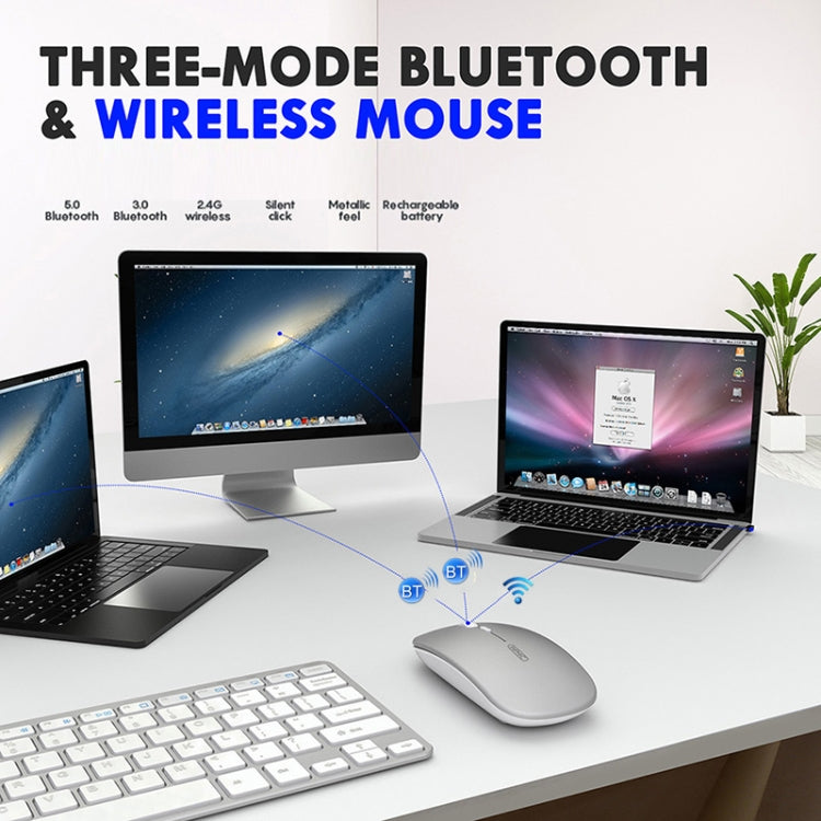 Inphic PM1 Office Mute Wireless Laptop Mouse, Style:Battery Display(Space Silver)