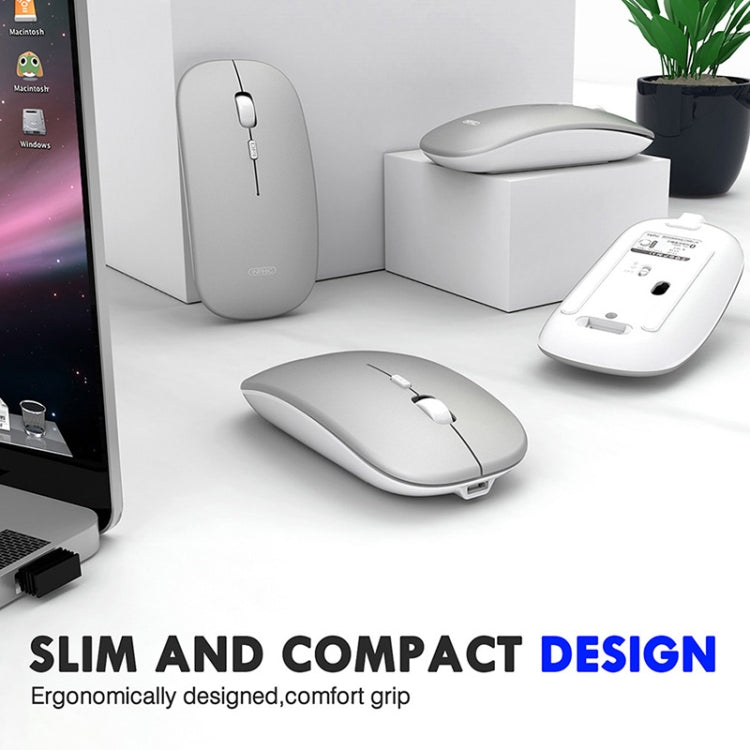 Inphic PM1 Office Mute Wireless Laptop Mouse, Style:Battery Display(Space Silver)