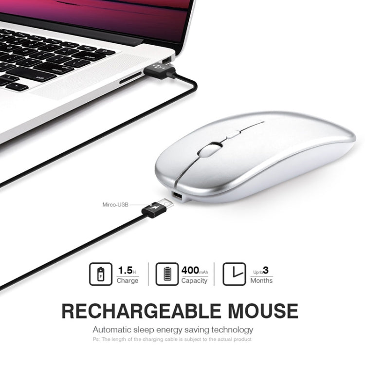 Inphic PM1 Office Mute Wireless Laptop Mouse, Style:Battery Display(Space Silver)