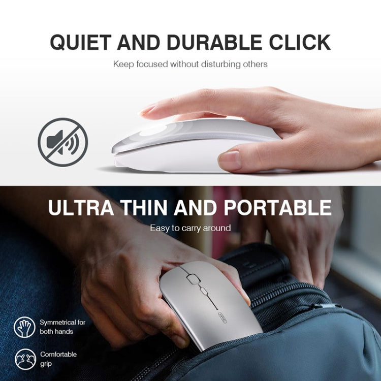 Inphic PM1 Office Mute Wireless Laptop Mouse, Style:Battery Display(Space Silver)