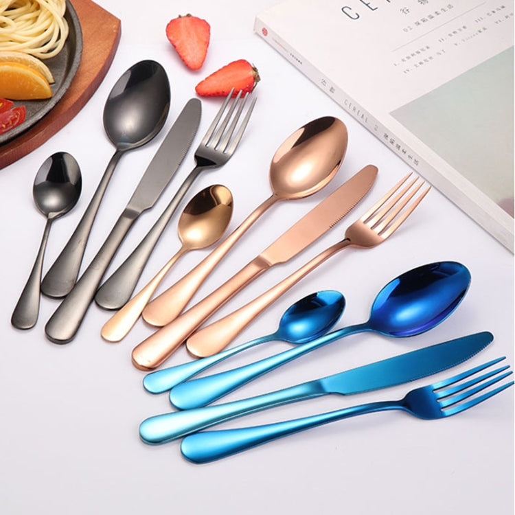 24 in 1 Stainless Steel Tableware Western Steak Cutlery Gift Set, Color: Black