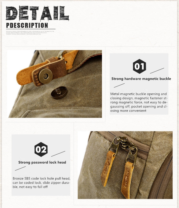 Batik Canvas Waterproof Photography Bag Outdoor Wear-resistant Large Camera Photo Backpack Men for Nikon / Canon / Sony / Fujifilm(Khaki)