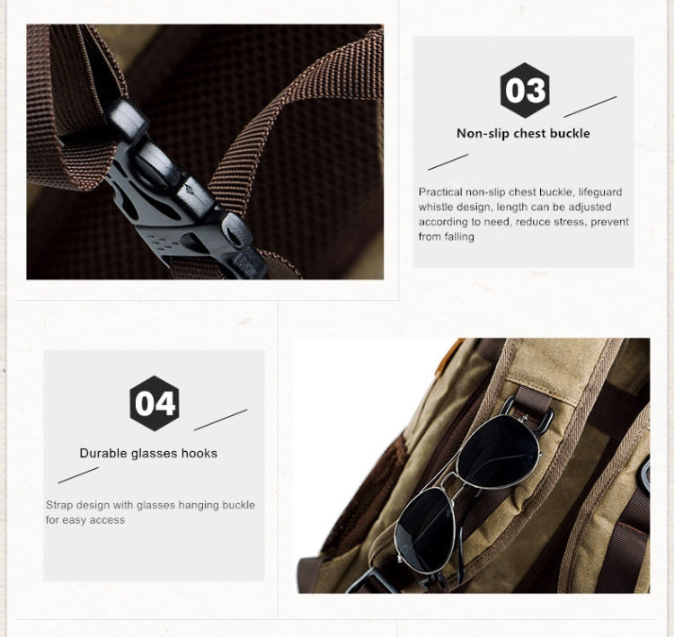 Batik Canvas Waterproof Photography Bag Outdoor Wear-resistant Large Camera Photo Backpack Men for Nikon / Canon / Sony / Fujifilm(Khaki)