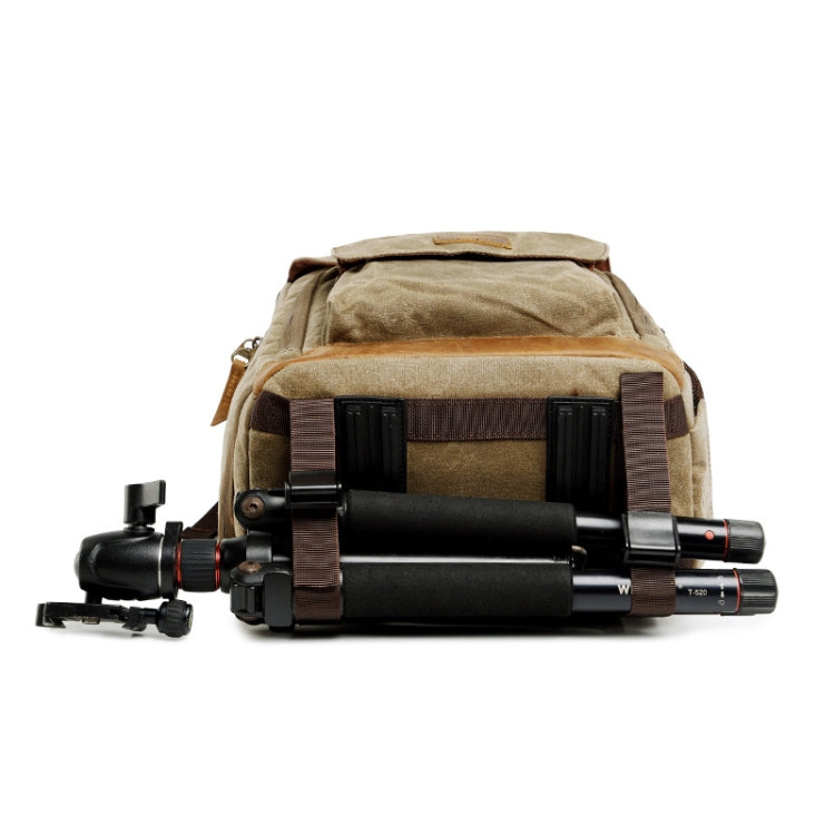 Batik Canvas Waterproof Photography Bag Outdoor Wear-resistant Large Camera Photo Backpack Men for Nikon / Canon / Sony / Fujifilm(Khaki)