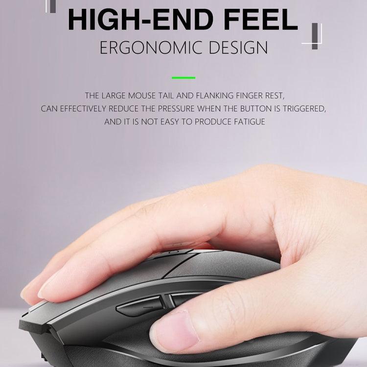 Inphic PM6 6 Keys 1000/1200/1600 DPI Home Gaming Wireless Mechanical Mouse, Colour: Black Wireless Charging Silent Version