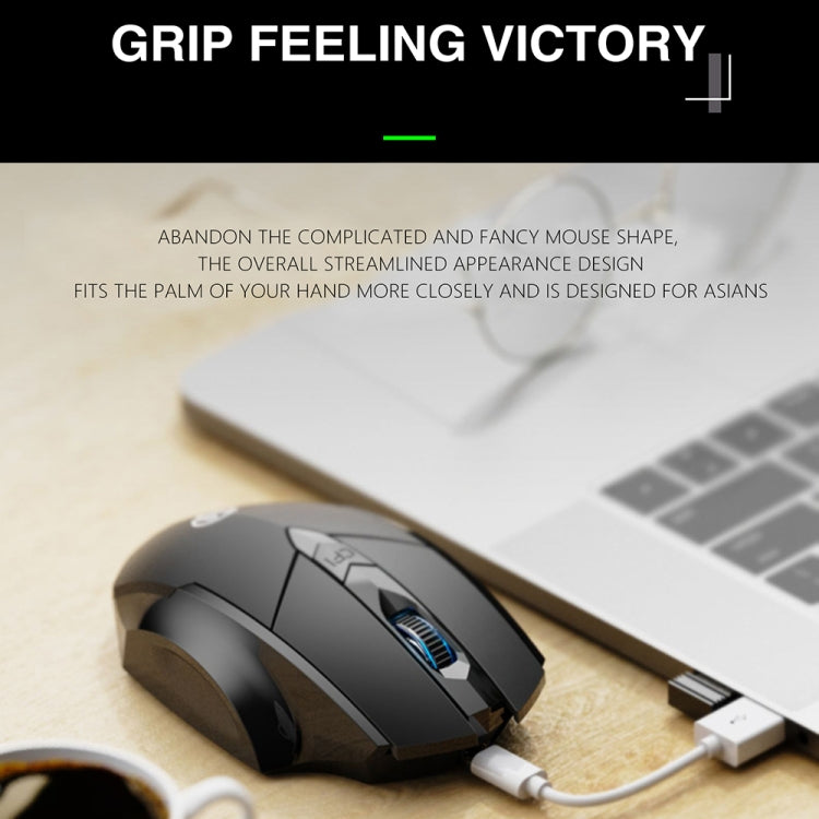Inphic PM6 6 Keys 1000/1200/1600 DPI Home Gaming Wireless Mechanical Mouse, Colour: Black Wireless Charging Silent Version