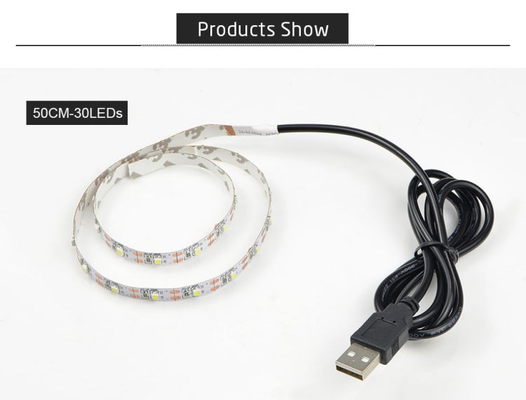 USB Power SMD 2835 Epoxy LED Strip Light Christmas Desk Decor Lamp for TV Background Lighting, 50cm, 1m, 2m, 3m, 4m, 5m