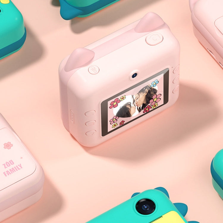 P1 32GB Children Instant Camera 1200W Front And Rear Dual-Lens Mini Print Photographic Digital Camera Toy(Pink Cat)