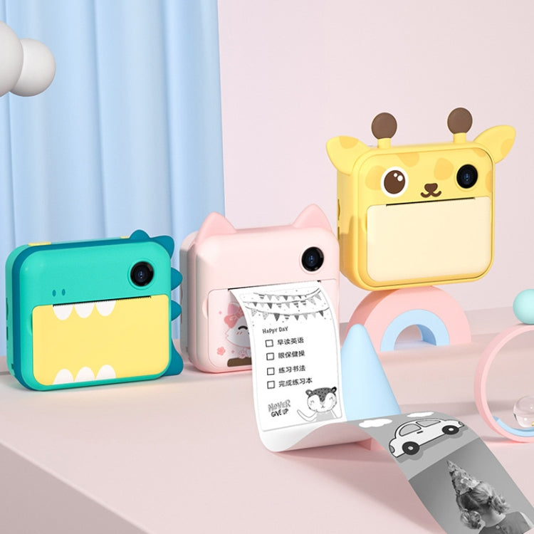 P1 32GB Children Instant Camera 1200W Front And Rear Dual-Lens Mini Print Photographic Digital Camera Toy(Pink Cat)