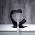 Basin Waterfall Type Hot & Cold Water All-Copper Faucet Bathroom Sanitary Ware (Black)