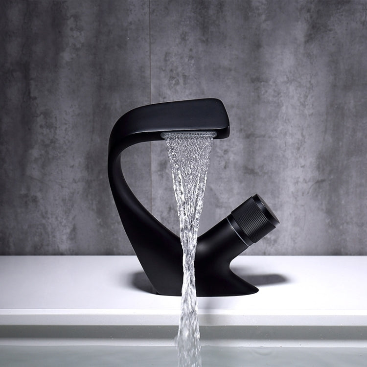 Basin Waterfall Type Hot & Cold Water All-Copper Faucet Bathroom Sanitary Ware (Black)
