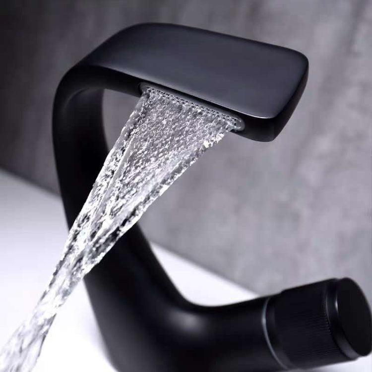 Basin Waterfall Type Hot & Cold Water All-Copper Faucet Bathroom Sanitary Ware (Black)
