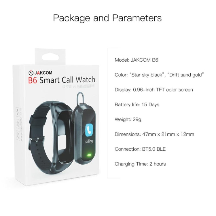 JAKCOM B6 Smart Phone Bracelet, Support Blood Pressure Monitoring / Blood Oxygen Monitoring / Heart Rate Monitoring / Sleep Monitoring / NFC Cloud Service(Gold)