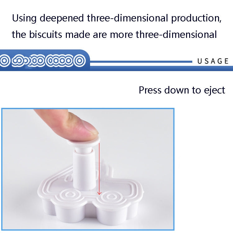 3 Sets Plastic Decorative Biscuit Mold Transportation Tool Series Biscuit Spring Mold(B)
