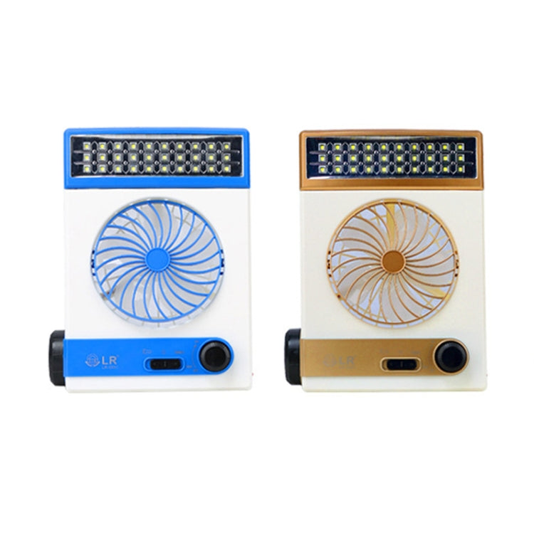 Four-In-One Solar Fan With Lamp Flashlight Function,CN Plug(Blue)