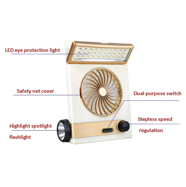 Four-In-One Solar Fan With Lamp Flashlight Function,CN Plug(Blue)