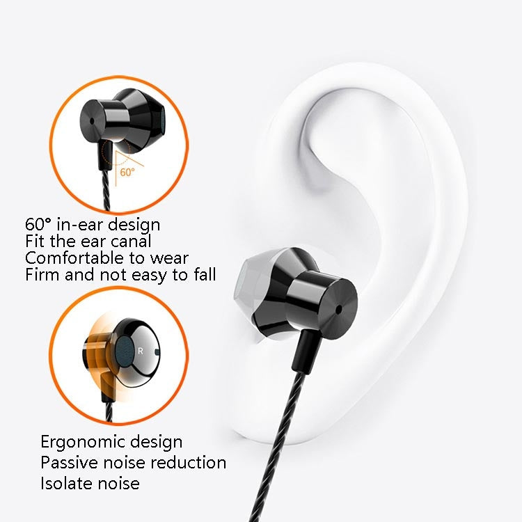 F12 Elbow Earbud Headset Wire Control With Wheat Mobile Phone Headset, Colour: 3.5mm Jack (Black)