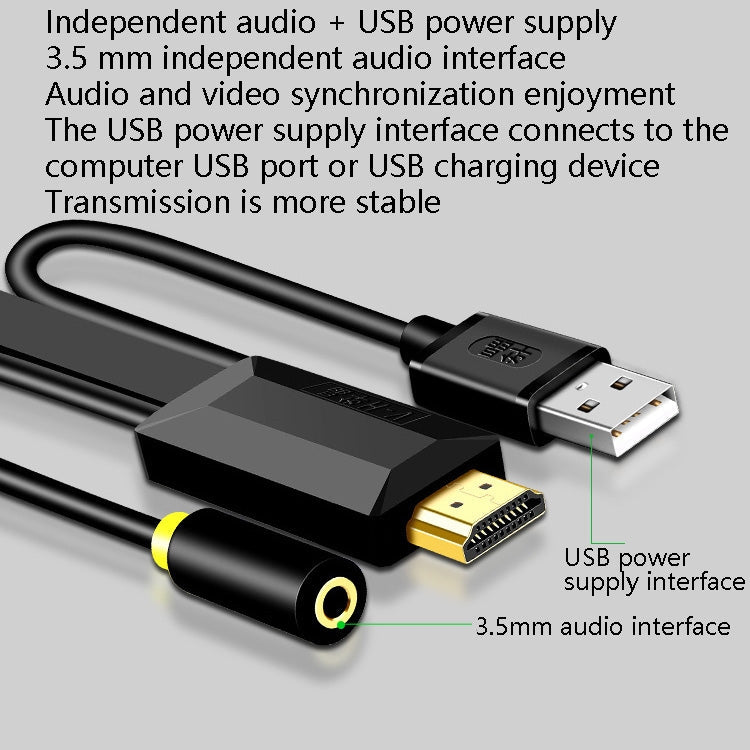 1m JH HV10 1080P HDMI to VGA Cable Projector TV Box Computer Notebook Industrial Display Adapter Cable