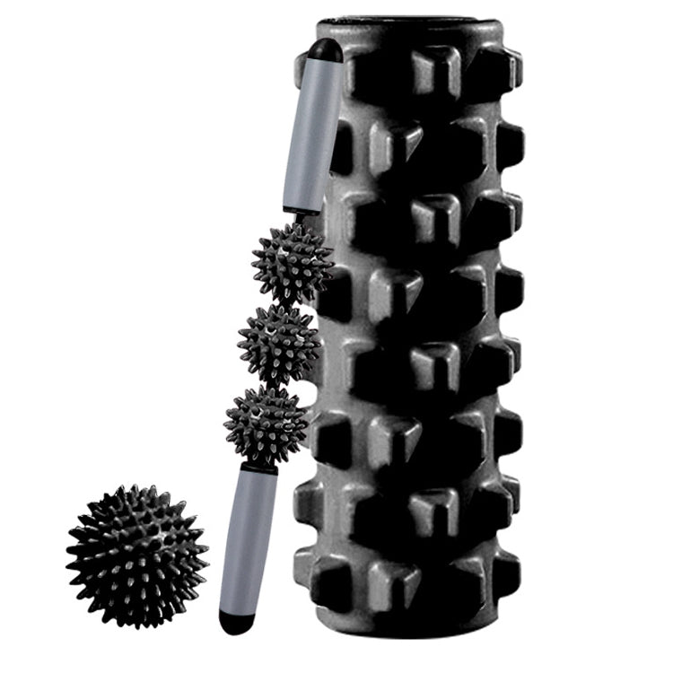 3 in 1 Eva Foam Roller Hollow Muscle Relaxation Roller Yoga Column Set, Length: 45cm  (Black Wolf Tooth)