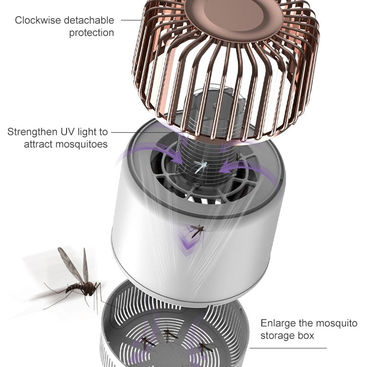 USB Photocatalyst Mosquito Killer Electrical Shock Two-In-One Mosquito Killer White Gold  (Electric Shock + Suction)