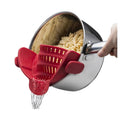 Wide Mouth Silicone Drainer Pot Side Drain To Block Fruit Noodle Strainer(Red)