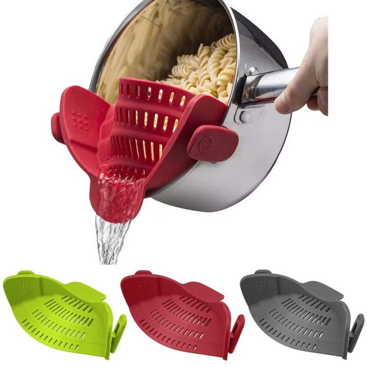 Wide Mouth Silicone Drainer Pot Side Drain To Block Fruit Noodle Strainer(Red)