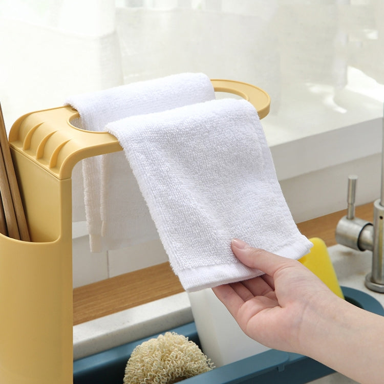 2 PCS Sink Telescopic Storage Drain Rack Kitchen Shelf Dishwashing Cloth Rack( Blue)