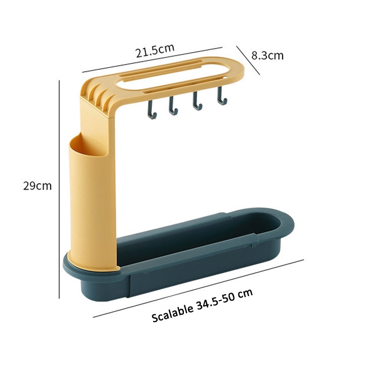 2 PCS Sink Telescopic Storage Drain Rack Kitchen Shelf Dishwashing Cloth Rack( Blue)