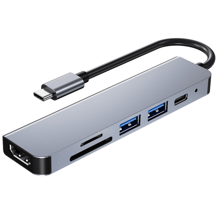 AD-033 6 In 1 USB-C / Type-C To 4K HDMI  SD / TF Card Slot  PD USB-C / Type-C Charging  2 USB 3.0 Ports Multifunctional HUB Docking Station