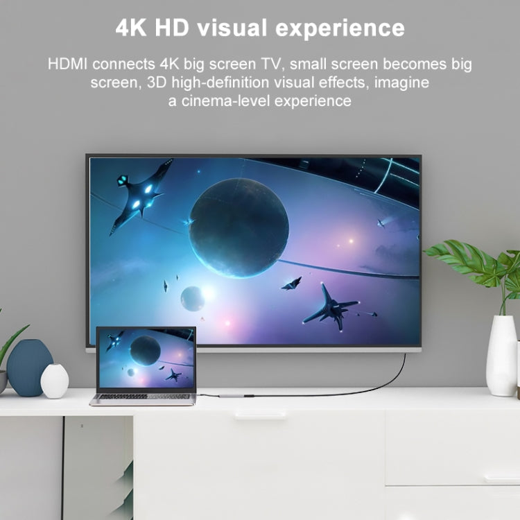AD-033 6 In 1 USB-C / Type-C To 4K HDMI  SD / TF Card Slot  PD USB-C / Type-C Charging  2 USB 3.0 Ports Multifunctional HUB Docking Station