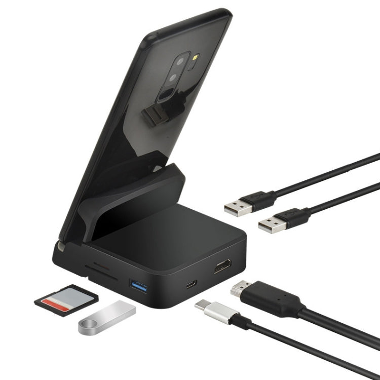 7-in-1 USB-C Hub: 2 USB 2.0, USB 3.0, 4K HDMI, SD/TF, PD Charging, with Holder