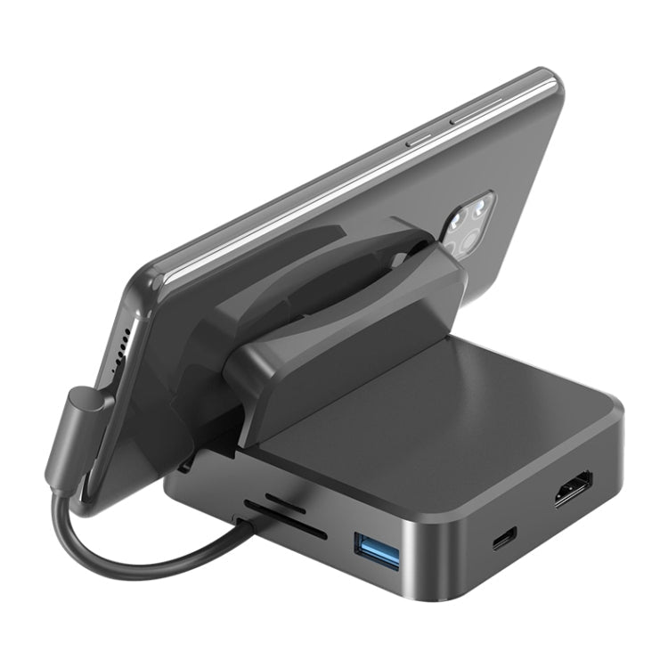 7-in-1 USB-C Hub: 2 USB 2.0, USB 3.0, 4K HDMI, SD/TF, PD Charging, with Holder