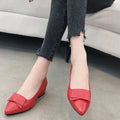 Spring And Summer Cowhide Shoes With Thick Heel Mid-Heel For Women, Size: 40(Red)