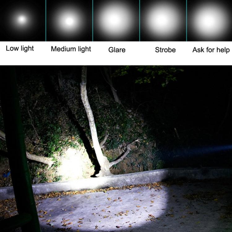 Outdoor LED T6 Strong Light Rechargeable Flashlight Car Safety Hammer Multi-Function Aelf-Defense Flashlight(Single Flashlight)