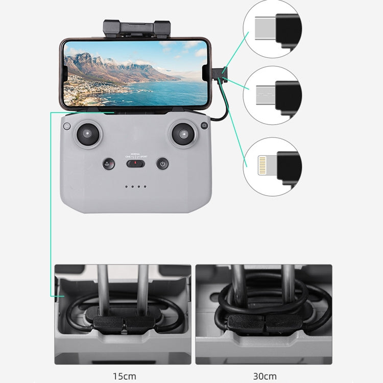 Sunnylife TY-X9304 Suitable For DJI Mavic Air 2S / DJI FPV Flight Glasses V2 / Mavic Mini2 / Osmo Pocket 2 Mobile Phone Tablet Cable, 15cm Type-C to 8 Pin Cable, 15cm Type-C to Micro USB  Cable, 15cm Type-C to Type-C Cable, 30cm Type-C to 8 Pin Cable  ...