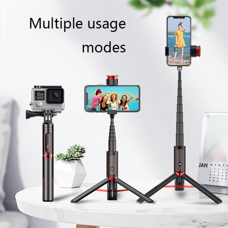Bluetooth Selfie Stick with Tripod Multi-function Gimbal Mobile Phone Fill Light Live Support(White Gold)