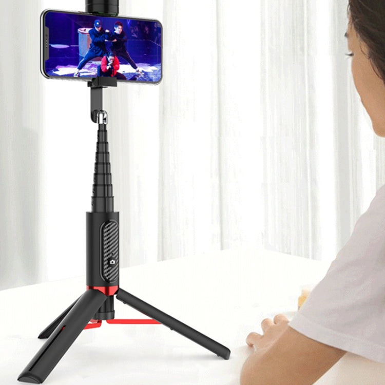 Bluetooth Selfie Stick with Tripod Multi-function Gimbal Mobile Phone Fill Light Live Support(White Gold)
