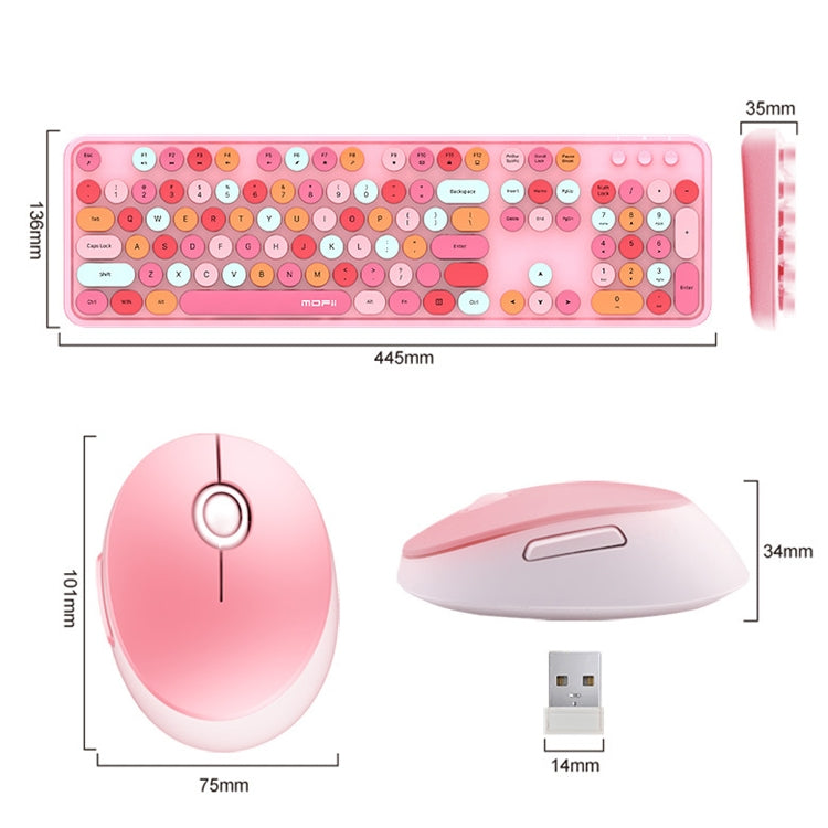 Mofii Sweet Wireless Keyboard And Mouse Set Girls Punk Keyboard Office Set, Colour: Green Mixed Version