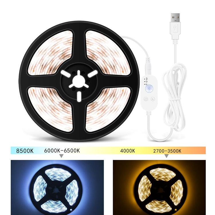 LED Light Strip USB Human Intelligent Induction Waterproof Light Strip 2835 Patch Cabinet Wardrobe Soft Light Strip 5m(3000K Warm White)