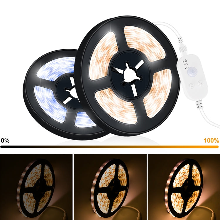 LED Light Strip USB Human Intelligent Induction Waterproof Light Strip 2835 Patch Cabinet Wardrobe Soft Light Strip 5m(3000K Warm White)
