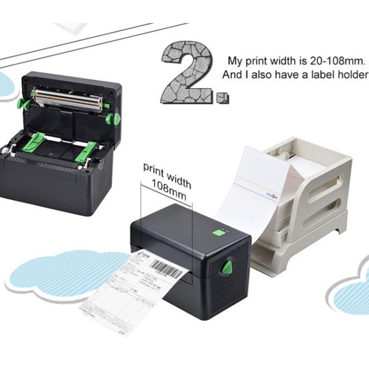 Xprinter XP-108B 4 Inch 108mm Label Printer Thermal Barcode Printer ,Model: USB