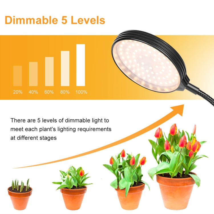LED Plant Growth Lamp USB Remote Control Clip Waterproof Full Spectral Natural White Seedling Planting Light, Power: 60W Four Head