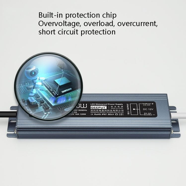 GEEPUT 220V Turn 12V LED Waterproof Power Supply Transformer, Model: 12.5A 150W