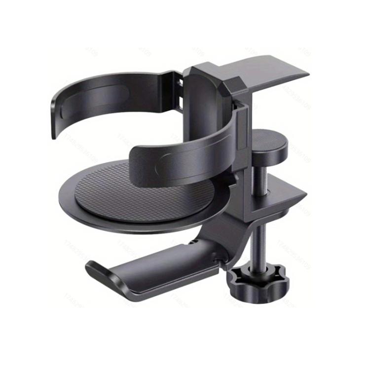 Rotating Cup Holder Headphone Holder Internet Cafe Monitor Headphone Hanger, Black, Moonlight Silver