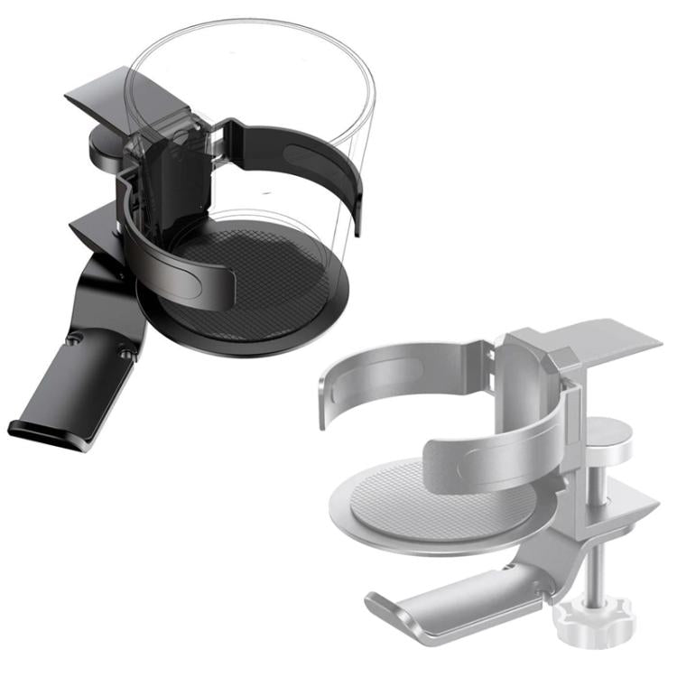 Rotating Cup Holder Headphone Holder Internet Cafe Monitor Headphone Hanger, Black, Moonlight Silver