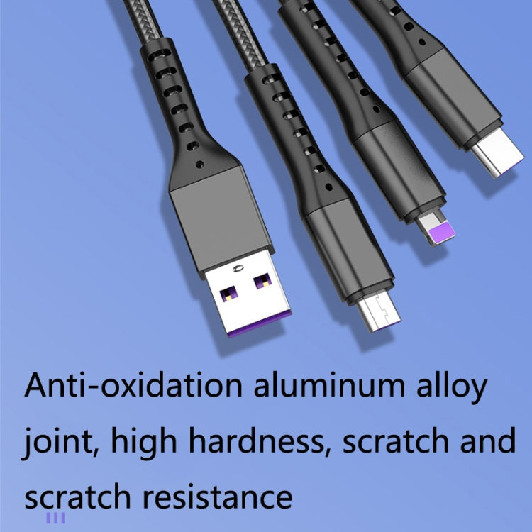 2 PCS ZZ034 USB To 8 Pin + USB-C / Type-C + Micro USB 3 In 1 Fast Charging Cable, Style:, 5A Super Fast-Black, 5A Super Fast-Red, Silicone-Green, Silicone-Red, Silicone-Yellow, Silicone-Purple, Mini-Silver, Mini-Red, Mini-Blue, Mini-Black, Retractable-...