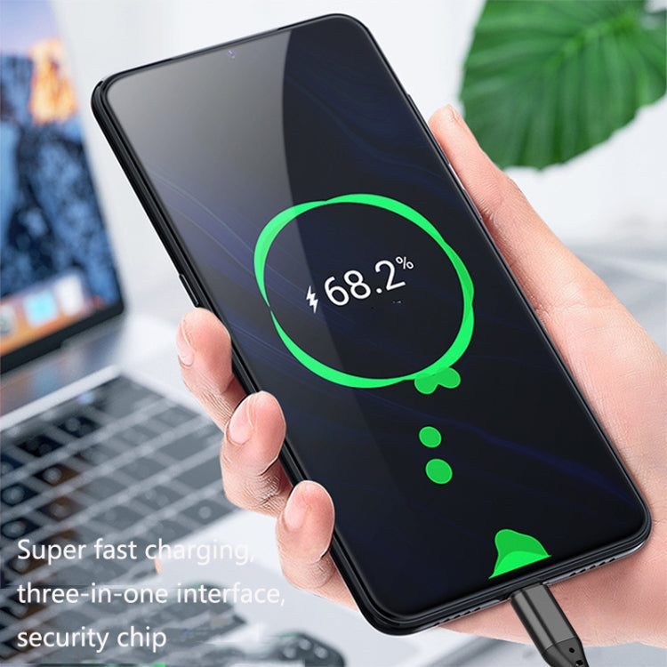 2 PCS ZZ034 USB To 8 Pin + USB-C / Type-C + Micro USB 3 In 1 Fast Charging Cable, Style:, 5A Super Fast-Black, 5A Super Fast-Red, Silicone-Green, Silicone-Red, Silicone-Yellow, Silicone-Purple, Mini-Silver, Mini-Red, Mini-Blue, Mini-Black, Retractable-...